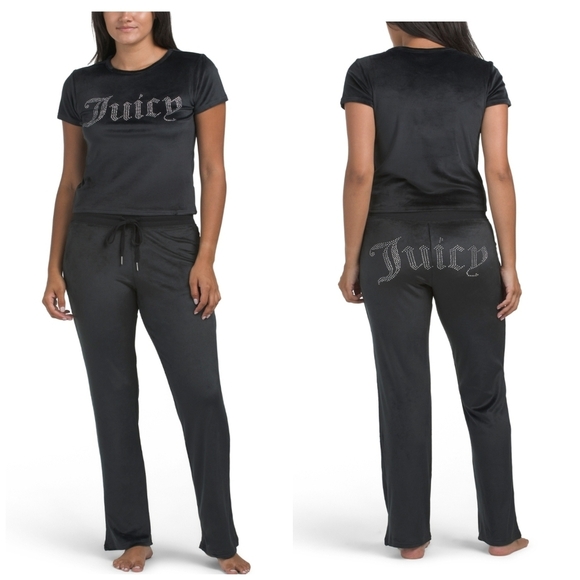 🖤🔹️Juicy Couture🔹️ Women's Black Velour Pajama Set Lounge Set